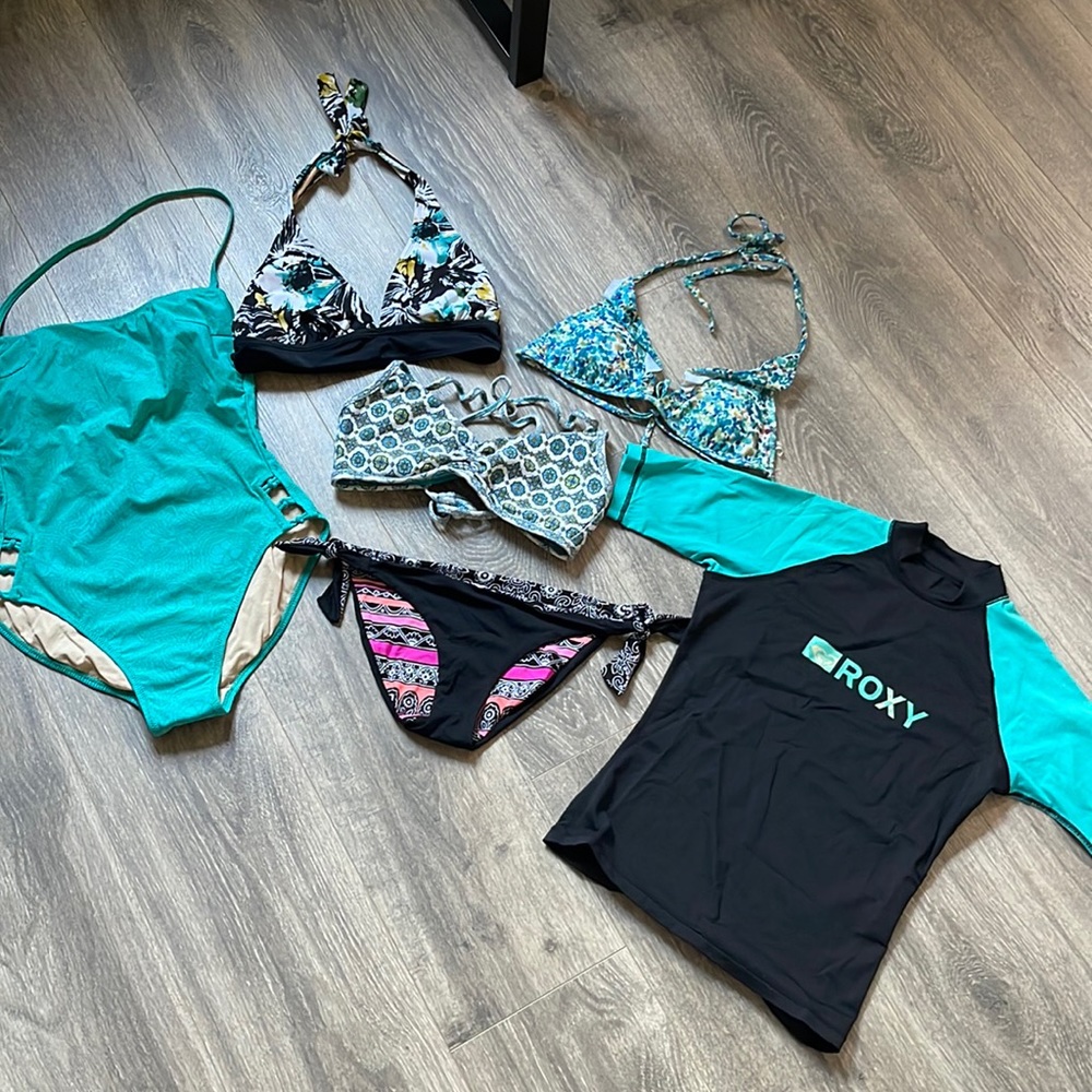 Swim wear beach bundle variety swimsuit rash guard Roxy, bikinis